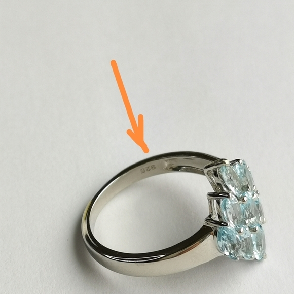 Brazilian Blue Topaz Ring Sterling Silver Size 7.25 ๐ - Picture 8 of 12